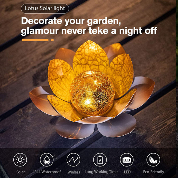 Solar Lotus -kukkalamppu - aurinkoenergialla valaistu LED-kukka - Ekologinen koristelu puutarhaan