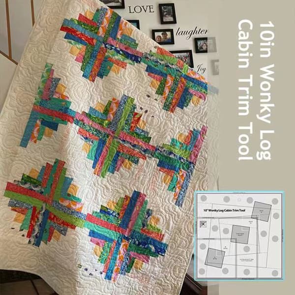 Slanted Log Cabin Edges Trim Tool Quilt Template Patchwork Sewing Ruler Inches inches