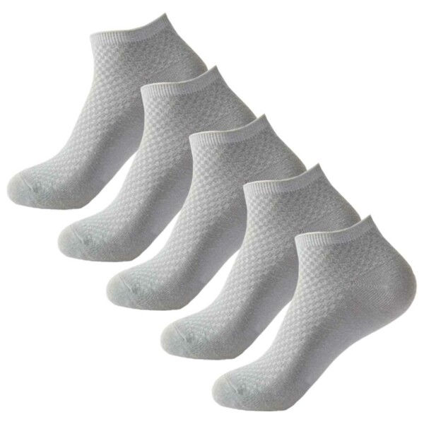 5-pack Low Bamboo Socks with Comfortable Elastic Grey grey{BT} gray gray