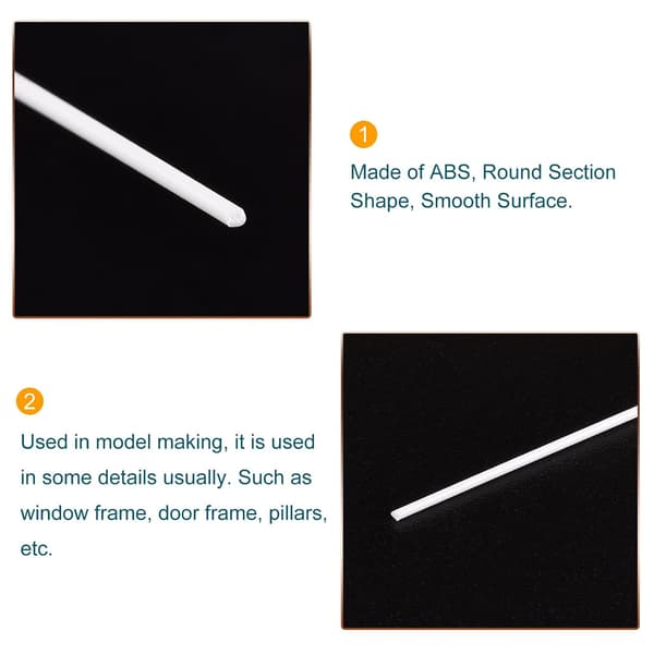 ABS plaststang, rund, solid, hvit stang 1,5 mm x 250 mm, pakke med 10 Light Grey 31-34 Inch