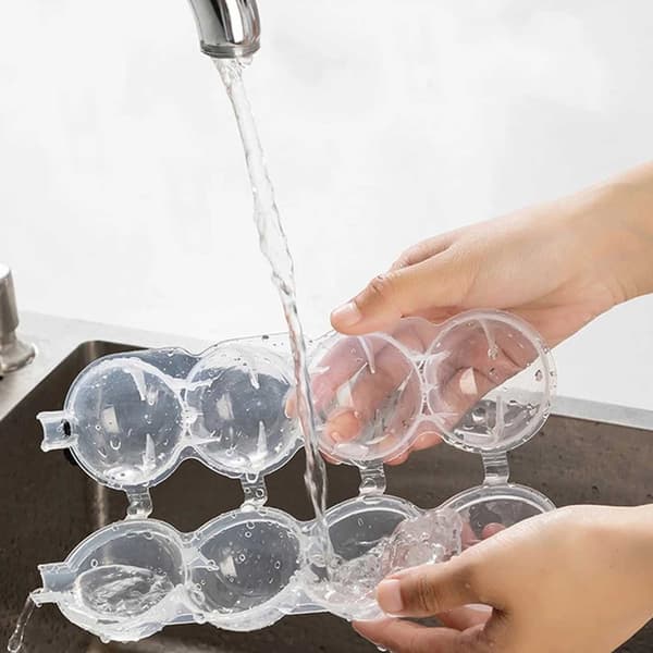 2-pak isform til isterninger, runde isterninger, isterningbakke, kugler, plast transparent