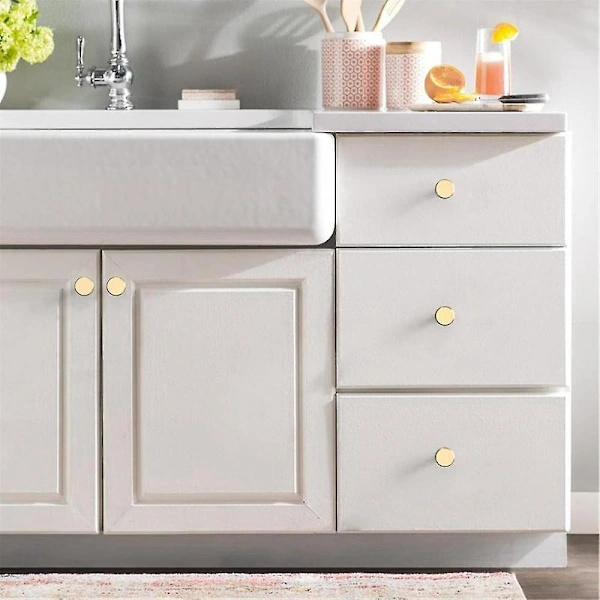 10-pack 1.2 inch Brushed Gold Cabinet Knobs Knurled Kitchen Knobs Gold Drawer Pulls Round Dresser Knobs