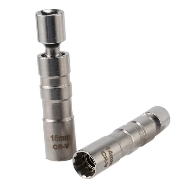 14mm & 16mm Thin Wall Magnetic Swivel Spark Plug Socket - 3/8-inch Drive 12-point Spark Plug Socket