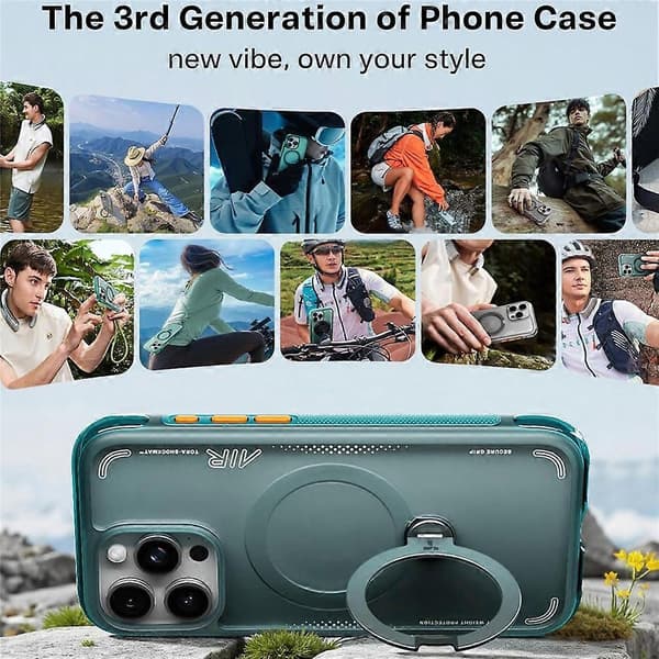 iPhone 16 Pro Max Magnetic Case - TORRAS Ostand Q3 Air Series, Stand TPU+PC Back_yux Blue Blue
