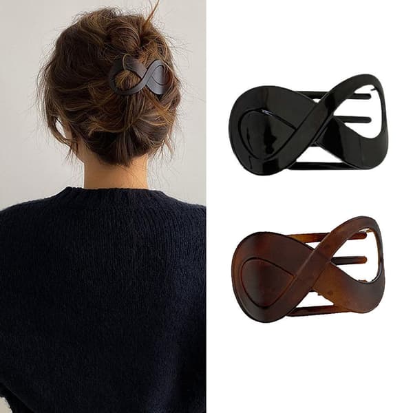 2 minimalistiske krøller til krøllet hår (mat rav og sort), hårklemme