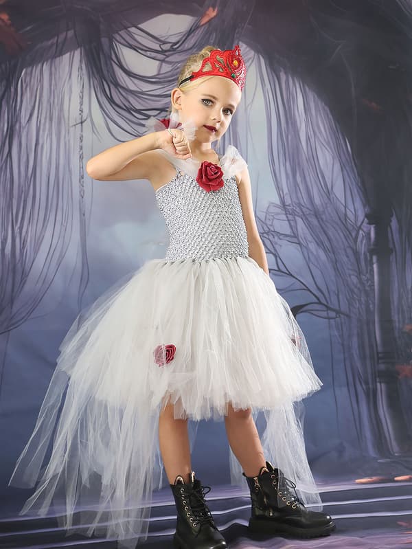 Halloween Heks Vampyr Kostumer Piger Dronning Karneval Fest Hvid White L