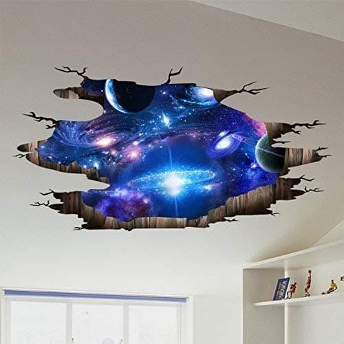 Creative 3D Blue Cosmic Galaxy Wall Sticker Removable PVC Magic M