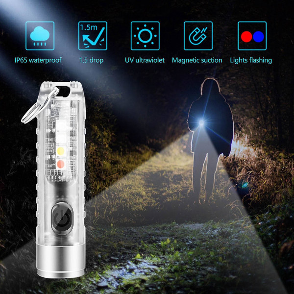 3x Super Lys Mini Nøglering Genopladelig Led Lommelygte, Lille Lommelygte, Sos Lommelygte, Stærkt Lys