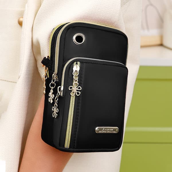 Sort crossbody-taske i Oxford-stof