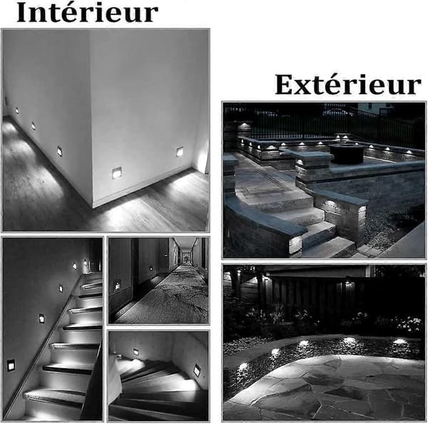 2 pcs 6W LED Recessed Wall Light, Cool White IP65 Waterproof Stair Lighting, 85mm