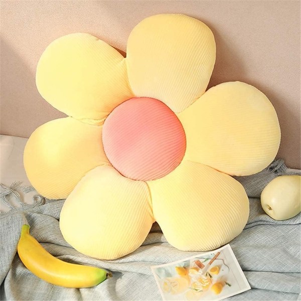 Flower Pillow, Flower Shaped Seating Cushion -Cute Daisy Pillow for Girls Decor Flowe Floor (Yellow petals-35cm)