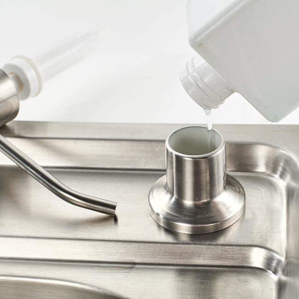 Sølv Vask Sæbedispenser 500ML, Flydende Pumpe Diffuser, Skjult Opvaskemiddeldispenser, Krom