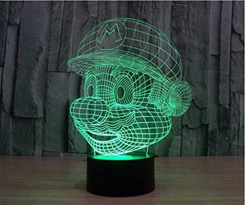 3D nattlampe Touch-bryter skrivebordslampe (3D Mario nattlampe), 7 \"