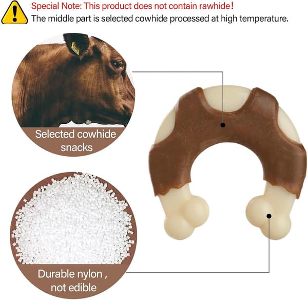 2-pack Durable Nylon Dog Bone - Nut-flavored U-shaped Chew Toy for Aggressive Chewers, Puppies, and Boredom, All Sizes