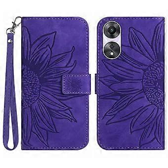 Wallet Case for Oppo A58 4G with Sunflower Pattern, Stand, and Leather Case with Wrist Strap Style J Style J