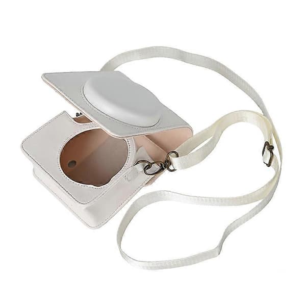 PU Leather Protective Case for Fujifilm Instax Mini 40 Camera Bag with Shoulder Strap - White