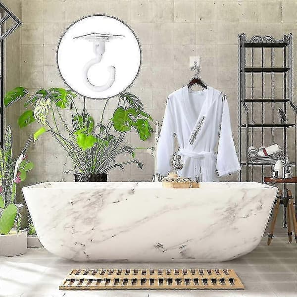 8 Pieces Transparent Self-Adhesive Hooks 360 Degree Rotating Hook Strong Self-Adhesive Hook Ceiling Wall Hook No Drilling Needed (White)