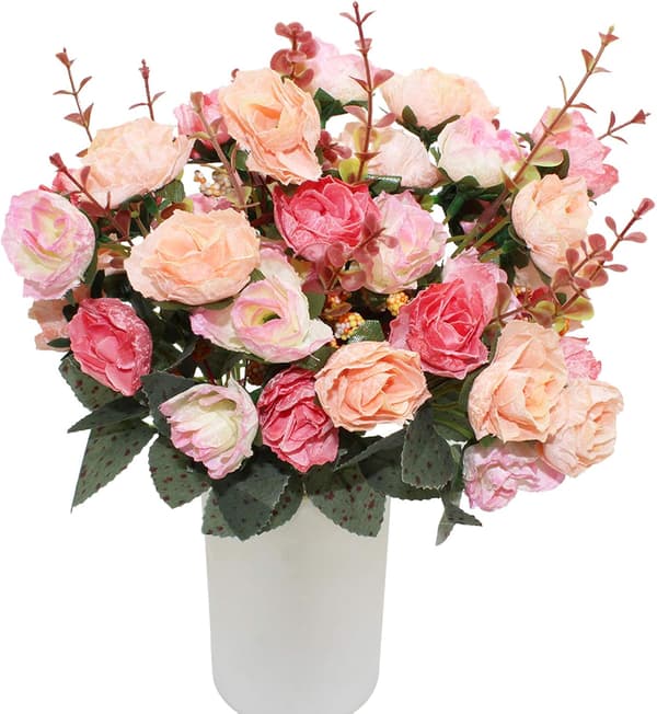 2 stk. kunstige roser, simuleringsbuketter, bruges til fest, bryllup, blomsterdekoration, cafédekoration