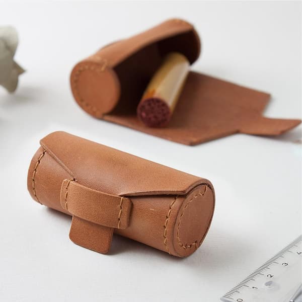 Two Leather Lipstick Cases and a PU Leather Stamp Storage Bag - a Mini Portable Storage Box for Lipstick and Lip Gloss.
