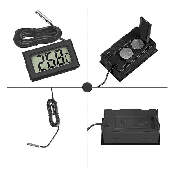 4x Digital LCD Termometer Temperaturmåler Med Ekstern Sensor For Kjøleskap Fryser A