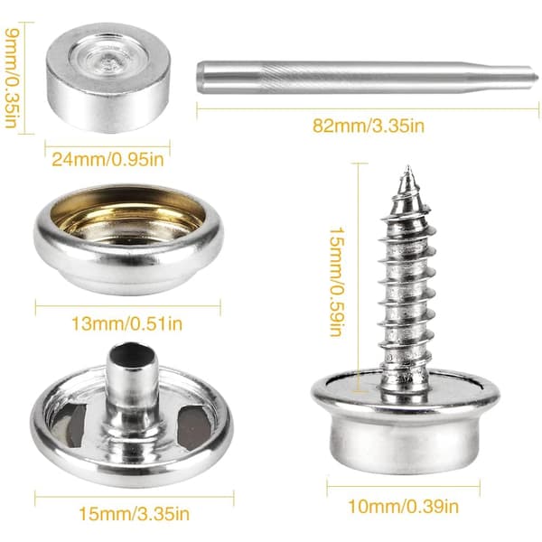 150 stk. Canvas Snap Kit Værktøj, Metalskruer Snap Fasteners Marine Grade 3/8 \" Socket Rustfrit Stål Båd Canvas Snap Fasteners