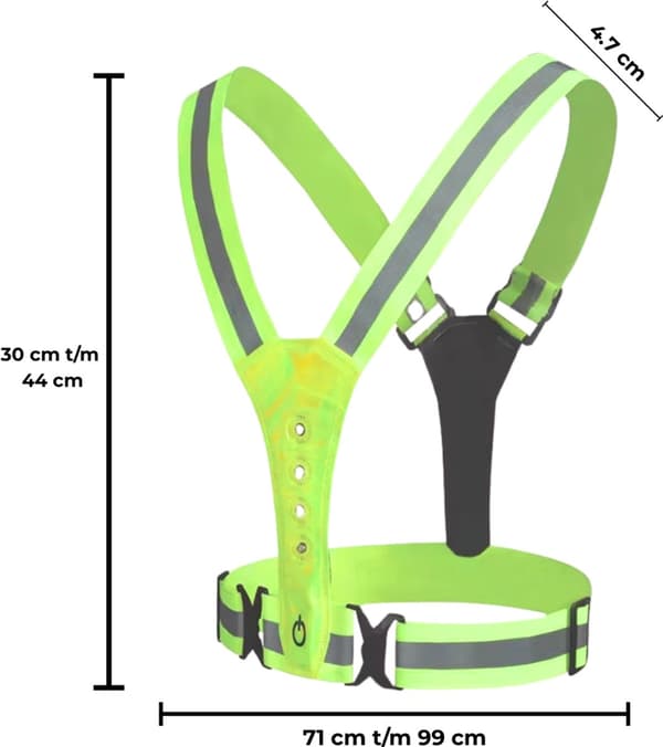 Running Vest with Lights Rechargeable LED Front and Back One Size Yellow