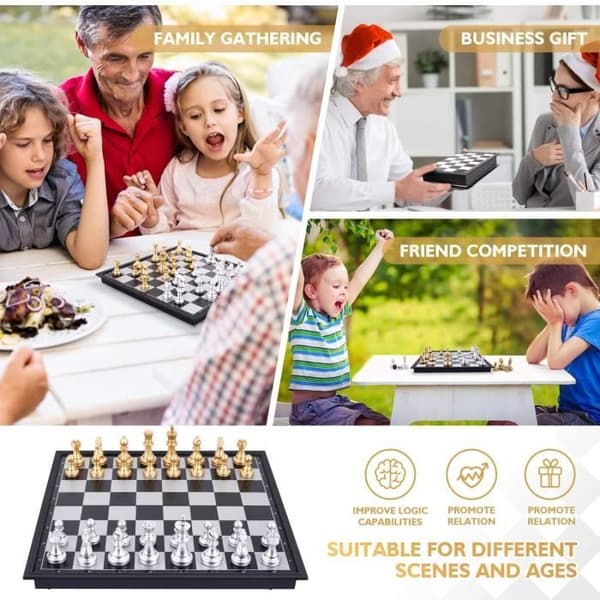 Luxury Magnetic Chess Set, Foldable Chess Board and Pieces for Kids and Adults