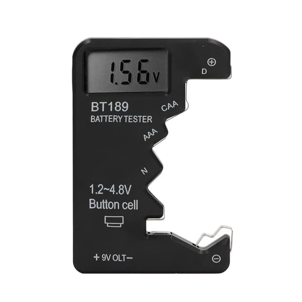Batteritester, Universal Batteri Checker Lille Batteritester til C, AA, AAA, D, N, 9V, 6F22 Batteri 1.5V 3V Knapbatteri, Sort