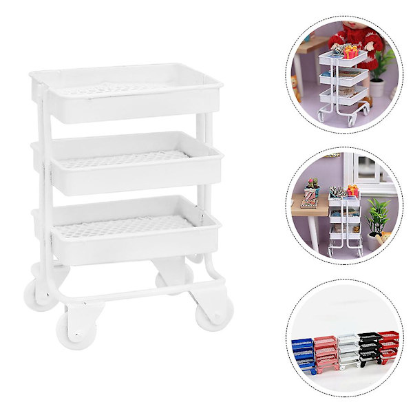 Simulerad Mini Varukorg Förvaringsvagn Prydnad För Minihus Flyttbar Vagn Förvaringsställ ModellVit7.5 White 7.5X5.2X4CM