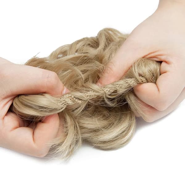 Hårforlengelser Hårdel Scrunchie Opprullet Frisyre Rufsete Hårbånd Bølgete VOLUMINØS Hårforlengelse Askeblond