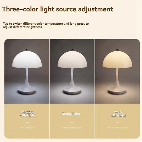 LED Sopplampe USB-lading Justerbar Lysstyrke Bordlampe Hvit