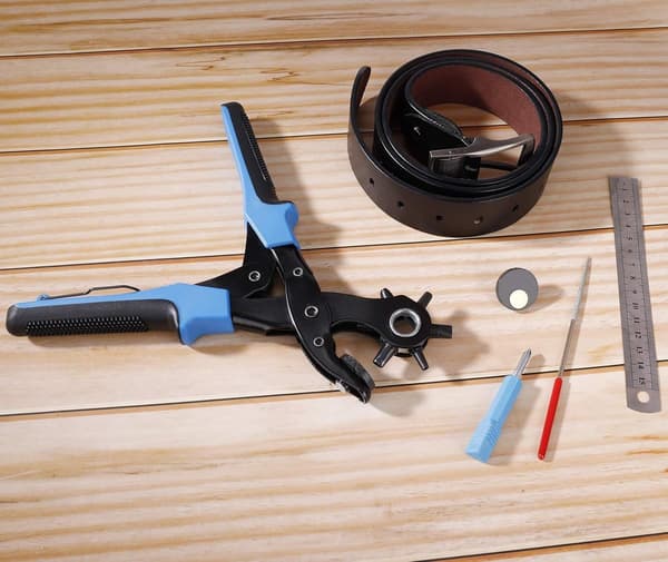 Leather Hole Punch - Precision Hole Punch - Belt Hole Punch - Revolving Hole Punch - Leather Tool - Durable - For Felt, Textiles, Paper - Blue