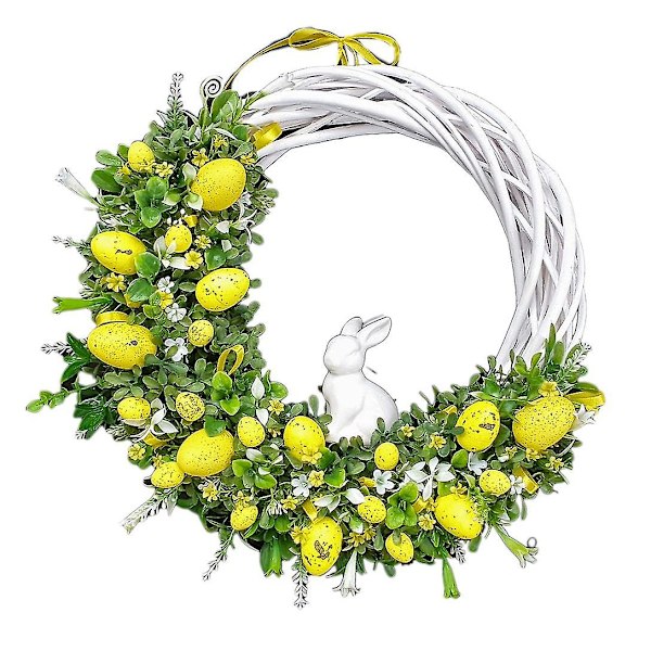 Påskkrans Kanin Påskdekorationer, Påskkanin Påskägg Blommor Krans Kompatibel Med Framsida Dörr Utomhus