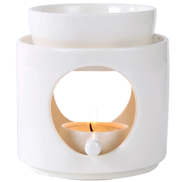 Ceramic Oil Aromatherapy Burner, Matte Wax Burner, Aromatherapy Holder, Tealight Holder Diffuser for Home and Office Decoration, White