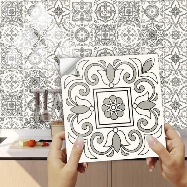 Bathroom and Kitchen Tile Decor Mosaic Waterproof PVC Self-Adhesive Decoration Moroccan Style Simple Kitchen Bathroom Decals DIY Decals (20.10x1_xx