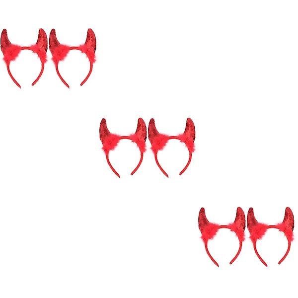 6 kpl Halloween-hiuspanta Devil Horns -kuvioilla, pään koristeet, punainen 6 pcs M