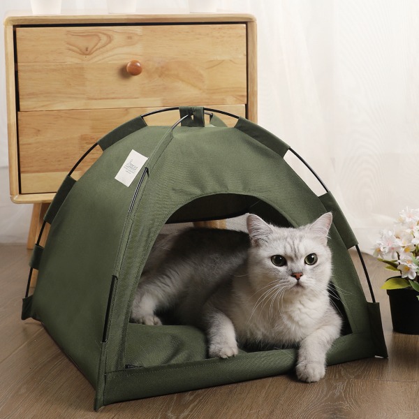 Kæledyrsprodukter Originalt kæledyrssengehus, forhøjet seng og læ til indendørs og udendørs kæledyr, Army Green