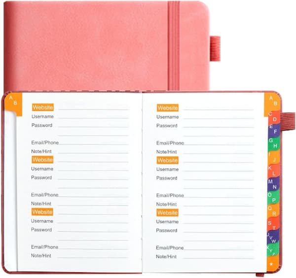Password Address Book - Secure Website Password Book with Alphabetical Tabs | Account Details, Website Login Notebook Pink