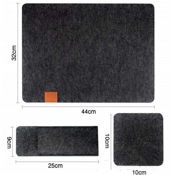 Felt Coasters, 18-pack - Washable Table Mats, Coasters and Cutlery Pockets in Dark Grey for Table, Bar and Kitchen