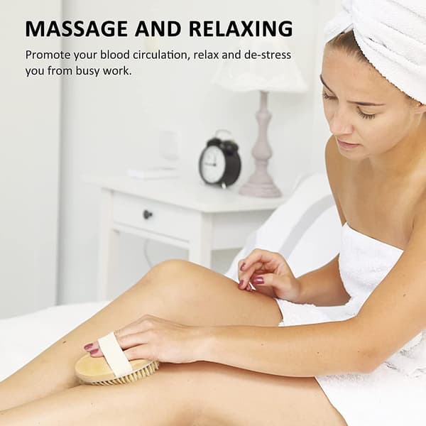 Træbadekar naturlig børste tør børstning massage eksfolieringsbørste (rund)