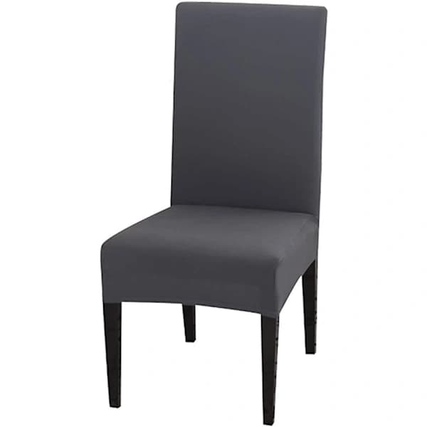 Stoltrekk Sett med 4 Elastiske Avtakbare Vaskbare Stolbeskyttere for Hotell Bryllup Kjøkken Grå grå 4 stk grey 4pcs