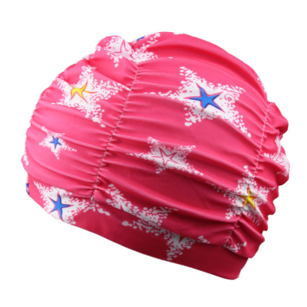 Erittäin suuri cap punoille Uimalaki naisille pitkät hiukset cap Paksut kiharat hiukset vedenpitävät silikoni-uimalakit pitävät hiuksesi kuivina Pink Big Star 1pcs