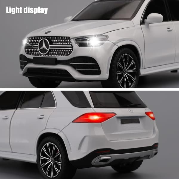 Kompatibel med 1/24 Legering Gjuten Benz GLE 350 Legetøjsbil med Lyd og Lys Træk Tilbage Samlerobjekt Modelbil til Børn Gave (Hvid)