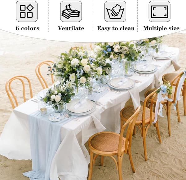 White Tablecloths for Rectangular Tables, 6-pack - 178 x 305 cm - Reusable and Washable Tablecloths for 183-244 cm Tables, Polyester Fabric