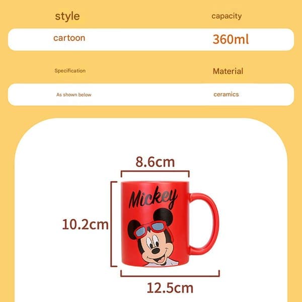 Tecknad keramisk mugg presentförpackning mugg kaffemugg festlig tecknad kopp söt vattenkopp (Röd 360ml) Röd 1st Red 1pcs