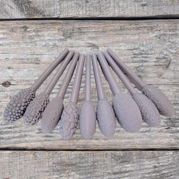 Texture Tool Kit for Art Projects, 9-Piece Kit with Oval Pattern Rollers, Modeling Sticks for DIY Crafts (Single Head)