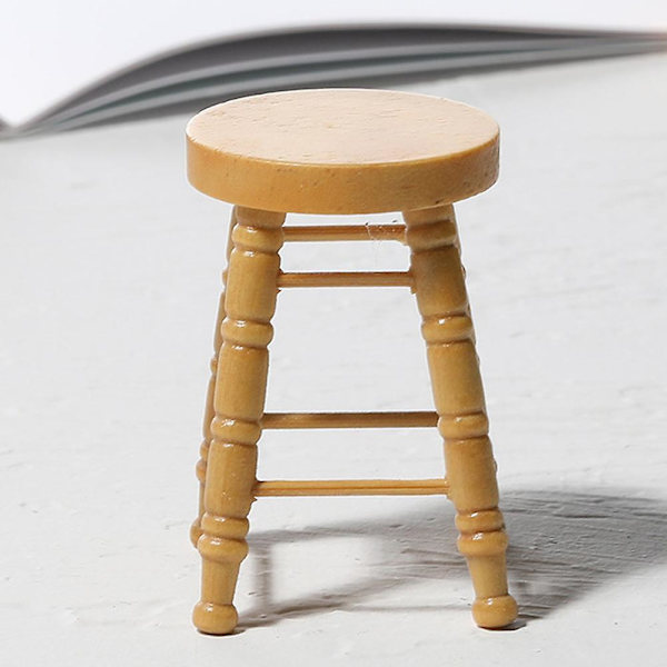 2 kpl Nukkekoti Pyöreä Puinen Jakkara Leikki Mini Huonekalut Mikro Jakkara Koriste 3X3CM 3X3CM