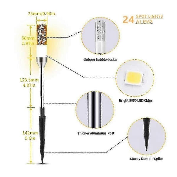 Low-Voltage Landscape Lighting Extendable LED Path Lights, Landscape Lighting 12 Volt 6-in-1 Waterproof Crystal Bubble Acrylic Die-Cast Spi [DB]