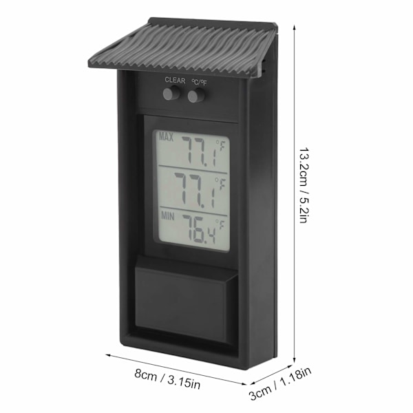 Innendørs utendørs termometer digitalt vanntett temperaturmålermåler for hage drivhus, utendørs vanntett temperaturmåler