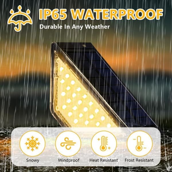 Solcellelamper for trapper. 4 deler LED utendørs solcellelamper. IP67 vanntett solcellelampe for hagetrapper, terrasse, dekk